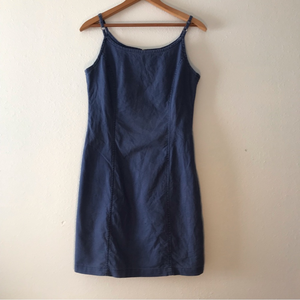 Jacob Linen Cotton dress above the knee length adjustable straps princess seams